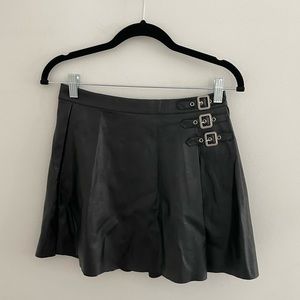 Superdown Faux Leather Pleated Skirt
